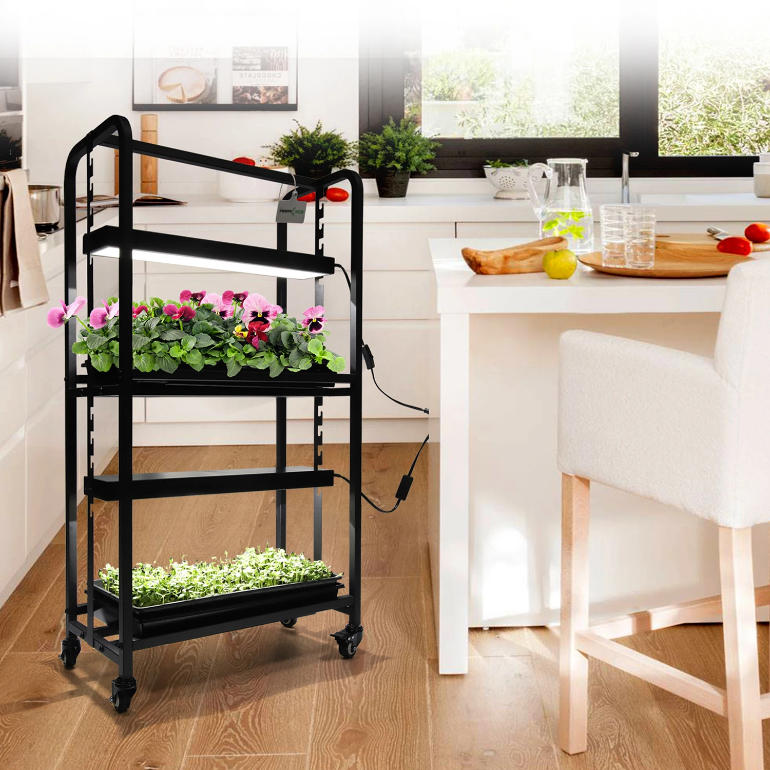 Iron Holder Home Garden Hydroponic Plant Grow Kit with LED Lights Adjustable Height Movable Wheels and Modern Vegetable Planter
Iron Holder Home Garden Hydroponic Plant Grow Kit with LED Lights Adjustable Height Movable Wheels and Modern Vegetable Planter