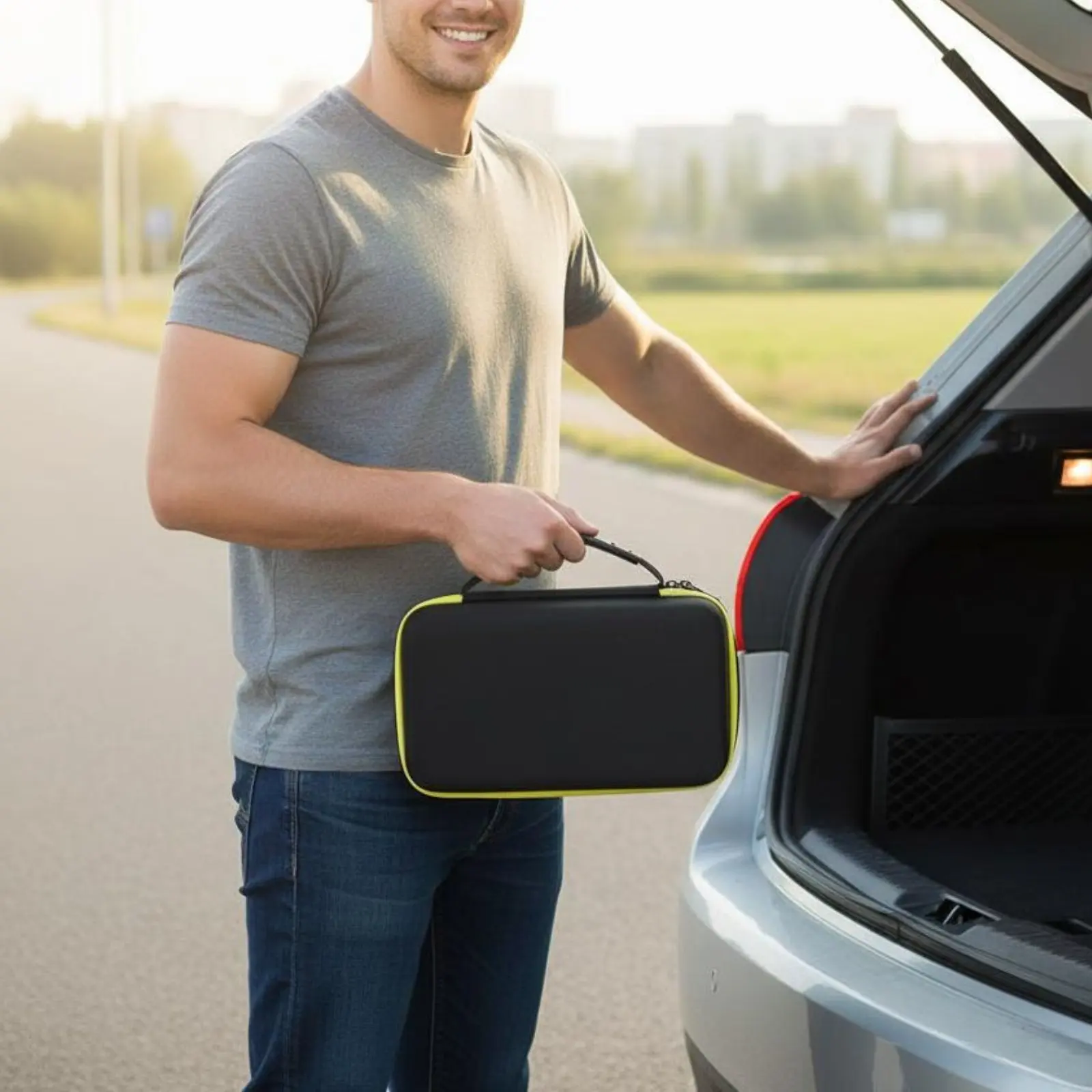 Car Boost Ignition Case Multi-Compartment Hard Shell Boost Ignition Case Battery Booster Storage Bag Internal Mesh Pocket
Car Boost Ignition Case Multi-Compartment Hard Shell Boost Ignition Case Battery Booster Storage Bag Internal Mesh Pocket