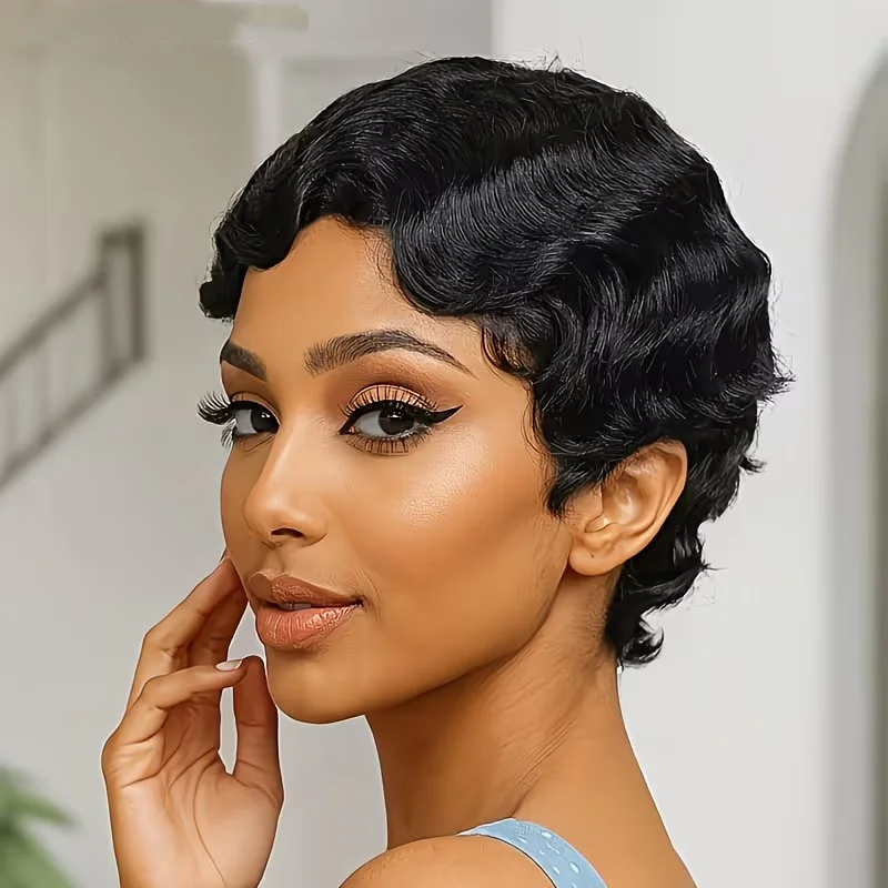 Парик из натуральных волос с эффектом волн Finger Wave, короткий парик-пикси, машинная работа, эффект морских волн
Парик из натуральных волос с эффектом волн Finger Wave, короткий парик-пикси, машинная работа, эффект морских волн