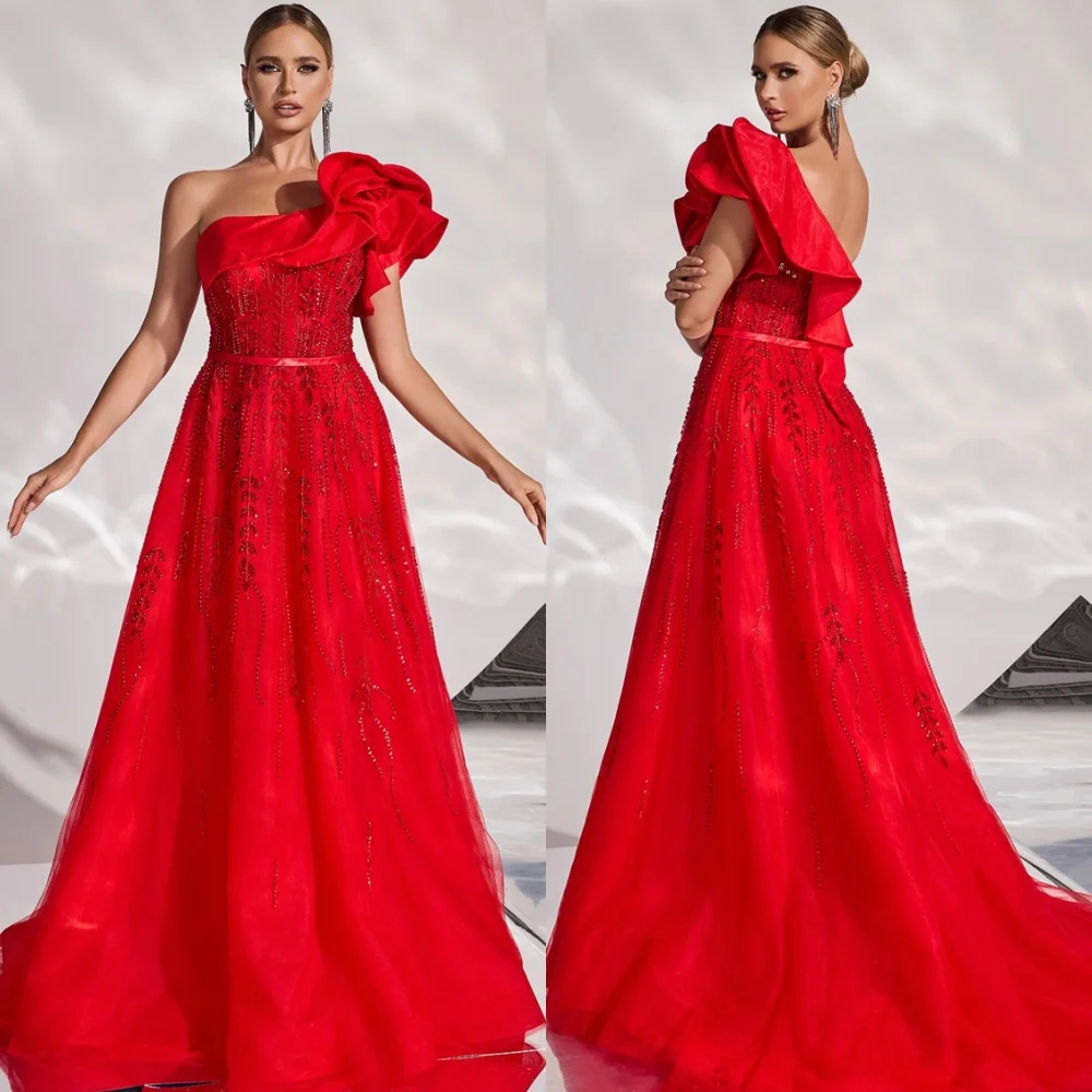 Customized Luxury Red Tulle Evening Dresses Fashion One Shoulder Homecoming Dresses Formal Flowers Special Occasion Gowns
Customized Luxury Red Tulle Evening Dresses Fashion One Shoulder Homecoming Dresses Formal Flowers Special Occasion Gowns