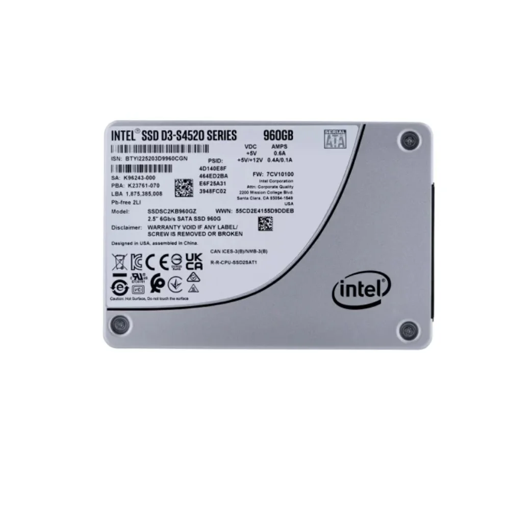 New Int D3-S4520 Series 960GB SATA36Gbps 2.5 Inch Enterprise level SSD 3D NAND TLC 550M/S For server
New Int D3-S4520 Series 960GB SATA36Gbps 2.5 Inch Enterprise level SSD 3D NAND TLC 550M/S For server