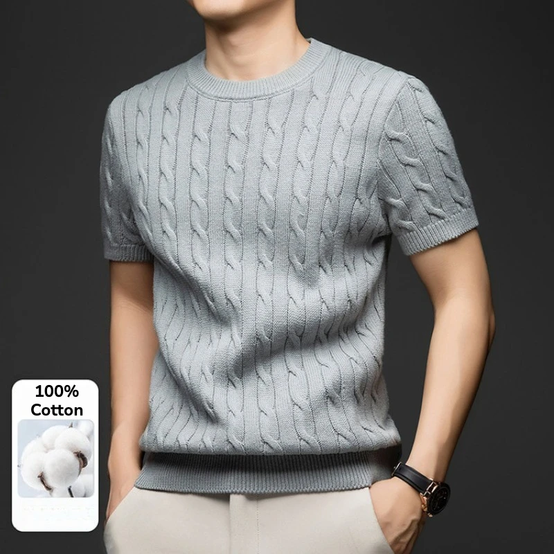 Men's Vintage Cable Knit Short Sleeve Sweater 100% Cotton Casual Crew Neck Pullover
Men's Vintage Cable Knit Short Sleeve Sweater 100% Cotton Casual Crew Neck Pullover