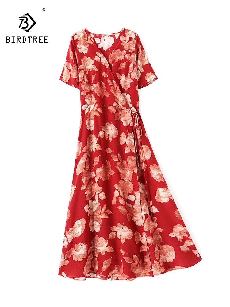 BirdTree-Silk Double Crepe Elegant Dress, V Neck Short Sleeve Printed, Women Tea Break A-line Dress, 2026 Summer New D64031CC
BirdTree-Silk Double Crepe Elegant Dress, V Neck Short Sleeve Printed, Women Tea Break A-line Dress, 2026 Summer New D64031CC