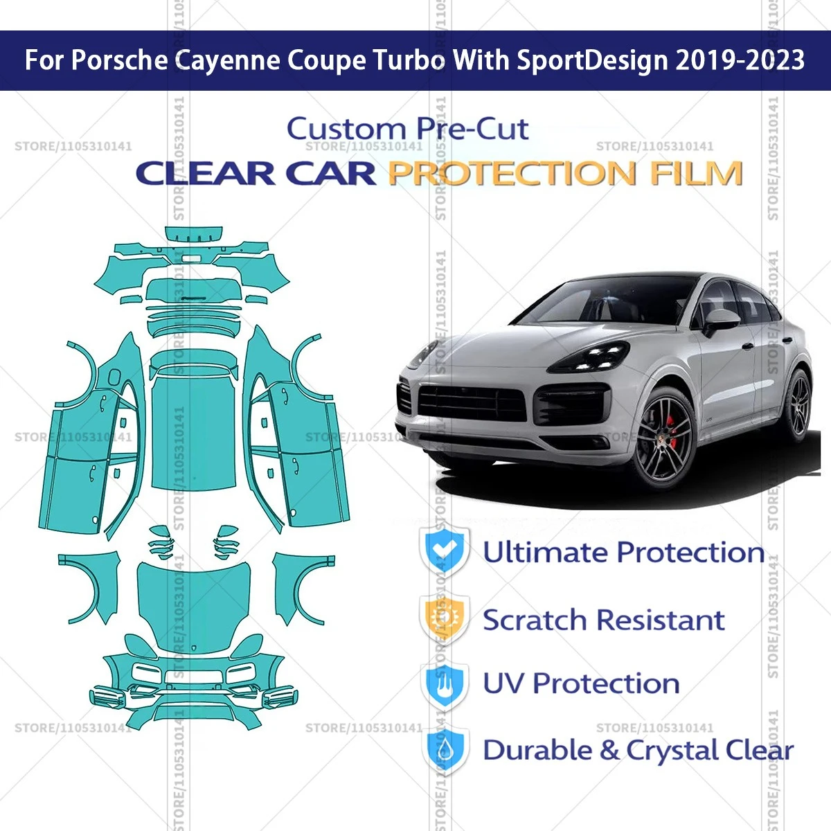 For Porsche Cayenne Coupe Turbo With SportDesign 2019-2023 Pre-Cut Paint Protection Film PPF Transparent Car Film Automotive PPF
For Porsche Cayenne Coupe Turbo With SportDesign 2019-2023 Pre-Cut Paint Protection Film PPF Transparent Car Film Automotive PPF