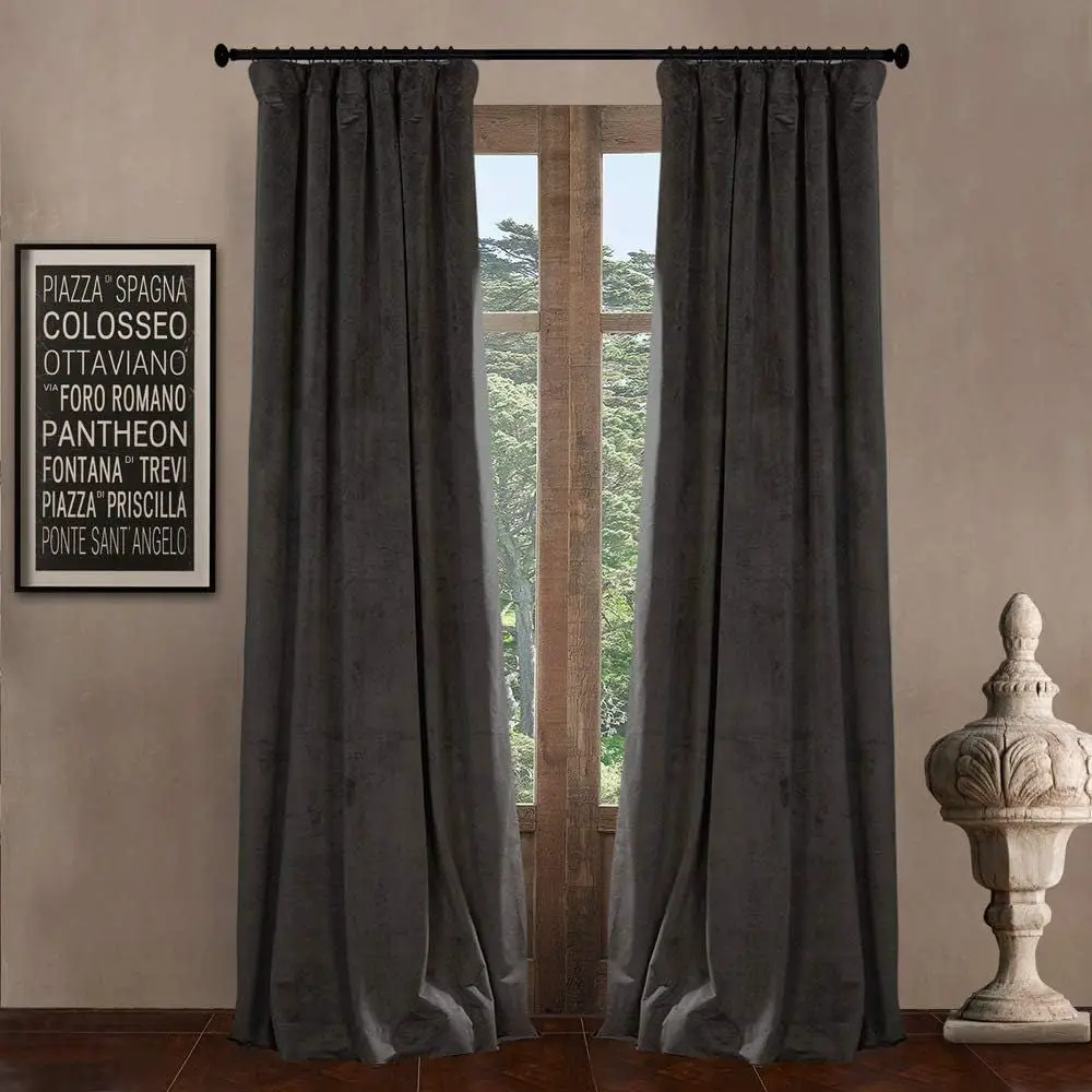 Luxury Velvet Weighted Thermal Blackout Curtains, 100W x 108L, Set of 2, Gunmetal Grey
Luxury Velvet Weighted Thermal Blackout Curtains, 100W x 108L, Set of 2, Gunmetal Grey