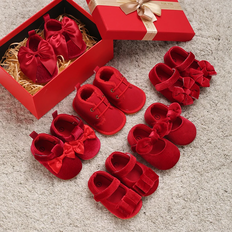 Spring and Autumn Baby Red Plush Princess Single Shoes 0-1 Year Old Girl Bow Soft Rubber Sole Walking Shoes
Spring and Autumn Baby Red Plush Princess Single Shoes 0-1 Year Old Girl Bow Soft Rubber Sole Walking Shoes