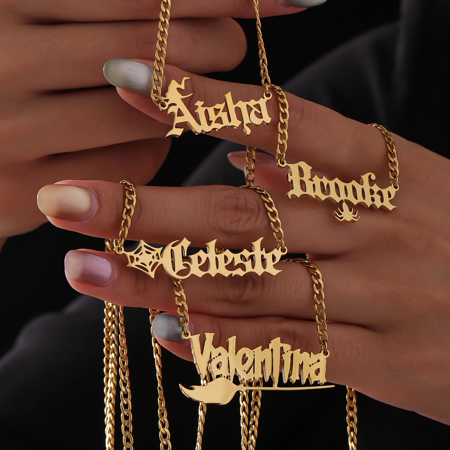 Custom Witch Pumpkin Necklace 18K Gold Handmade Jewelry Gothic Bat Name Necklace Personalized Jewelry Christmas Gifts for Women
Custom Witch Pumpkin Necklace 18K Gold Handmade Jewelry Gothic Bat Name Necklace Personalized Jewelry Christmas Gifts for Women