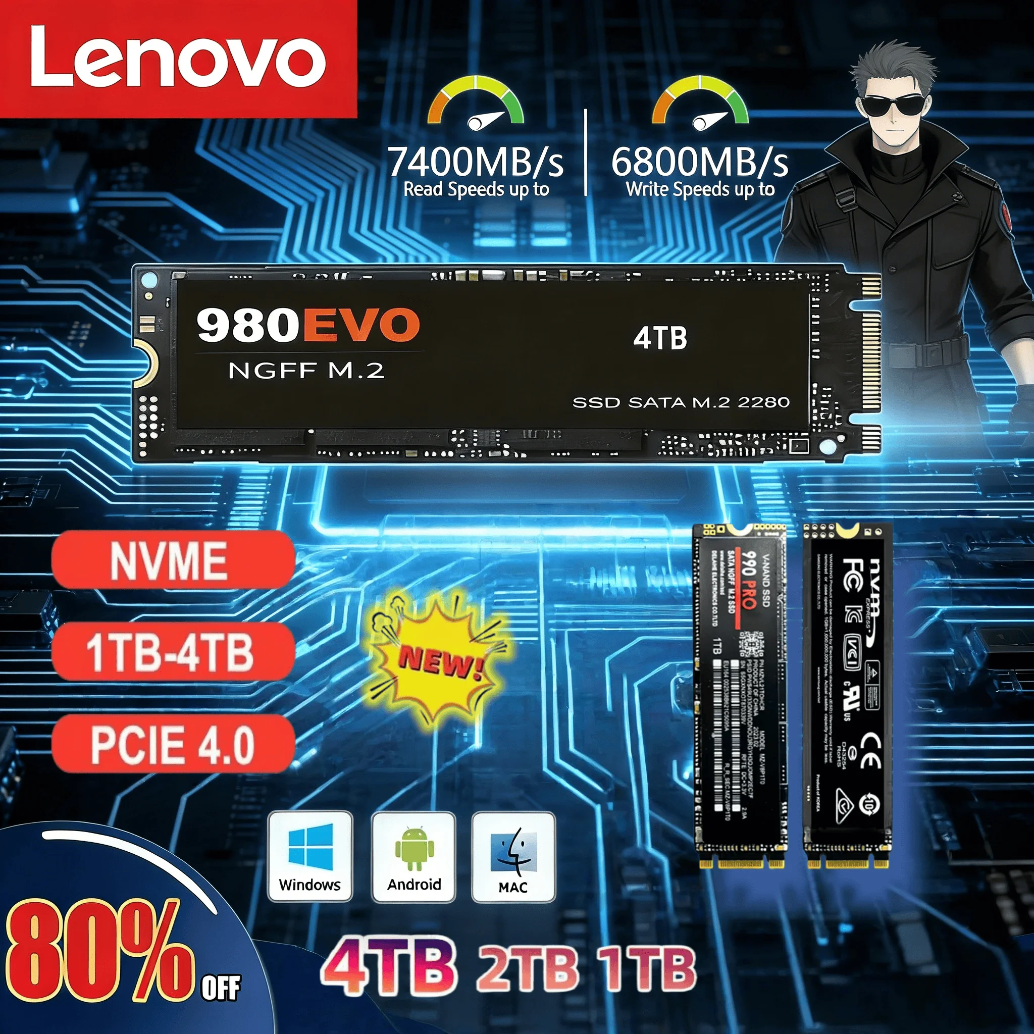 Внутренний твердотельный накопитель Lenovo 980Pro/990Pro M.2 SSD NVMe PCIe 4.0, 1 ТБ, скорость до 7400 МБ/с, высокоскоростной, для ноутбуков и настольных ПК
Внутренний твердотельный накопитель Lenovo 980Pro/990Pro M.2 SSD NVMe PCIe 4.0, 1 ТБ, скорость до 7400 МБ/с, высокоскоростной, для ноутбуков и настольных ПК