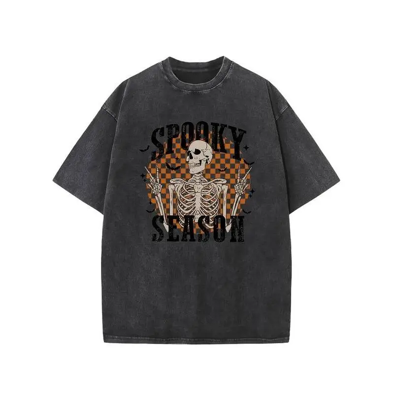Spooky Season Halloween T-Shirt Oversized Skeleton Graphic Streetwear Tee Vintage Washed Cotton Tops
Spooky Season Halloween T-Shirt Oversized Skeleton Graphic Streetwear Tee Vintage Washed Cotton Tops