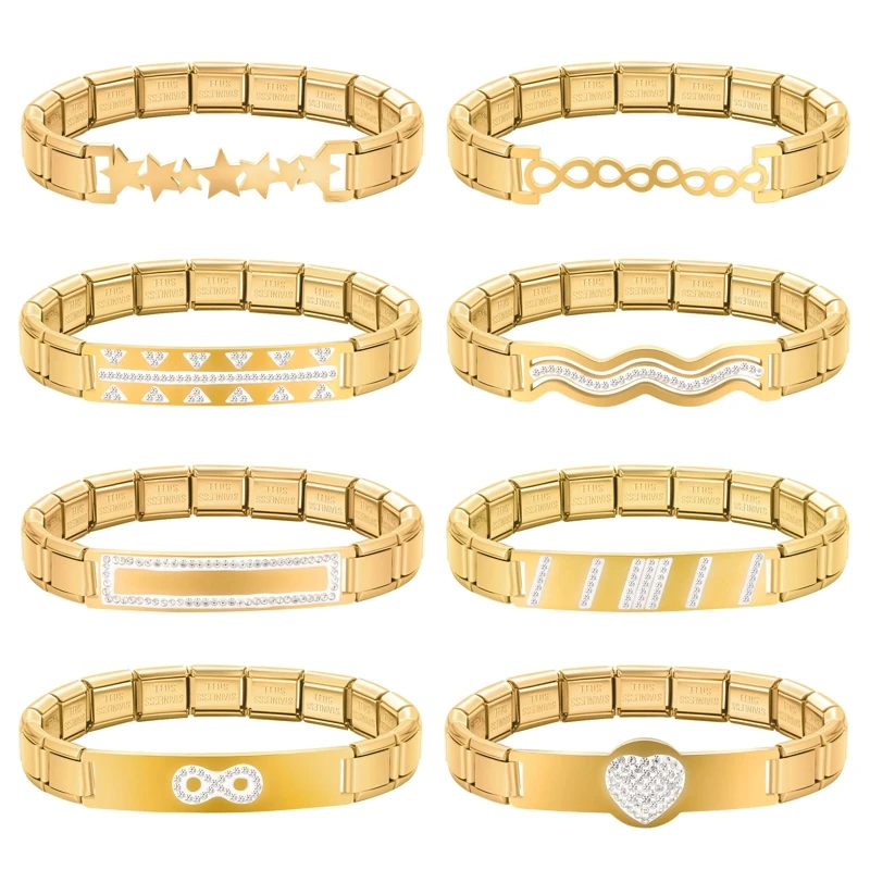 Gold Color Women's 9mm Width Itanlian Elastic Charm Bracelet Fashion Stainless Steel Jewelry
Gold Color Women's 9mm Width Itanlian Elastic Charm Bracelet Fashion Stainless Steel Jewelry