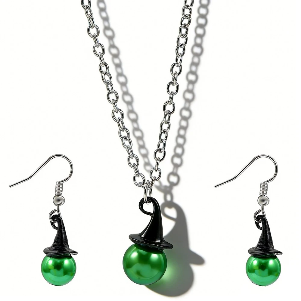 Wicked Inspired Witch Hat & Crown Pearl Necklace Earrings Jewelry Set Musical Cosplay Costume Accessories Halloween Gift
Wicked Inspired Witch Hat & Crown Pearl Necklace Earrings Jewelry Set Musical Cosplay Costume Accessories Halloween Gift