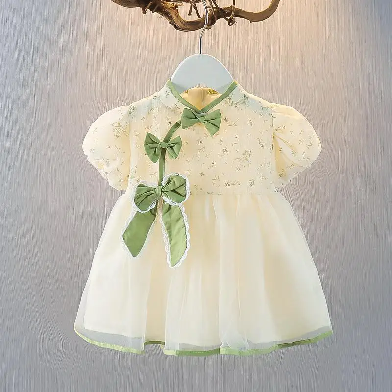 Summer New Baby Girls Dress puff sleeve Flower Floral Dress Sweet bow Princess Birthday Party Team girl Dress
Summer New Baby Girls Dress puff sleeve Flower Floral Dress Sweet bow Princess Birthday Party Team girl Dress