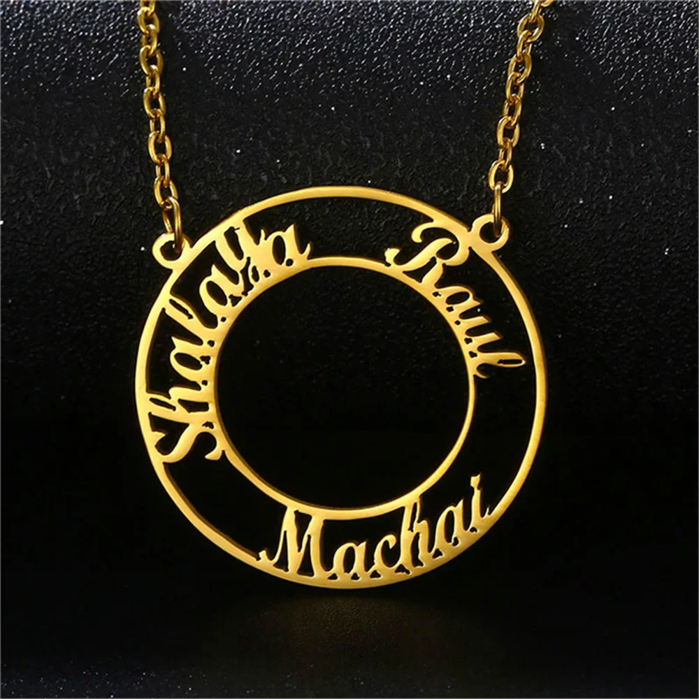 Custom 1-3 Name Necklace Men Women Personalized Round Hollow out Nameplate Gold Choker Necklaces Jewelry Christmas Gifts
Custom 1-3 Name Necklace Men Women Personalized Round Hollow out Nameplate Gold Choker Necklaces Jewelry Christmas Gifts