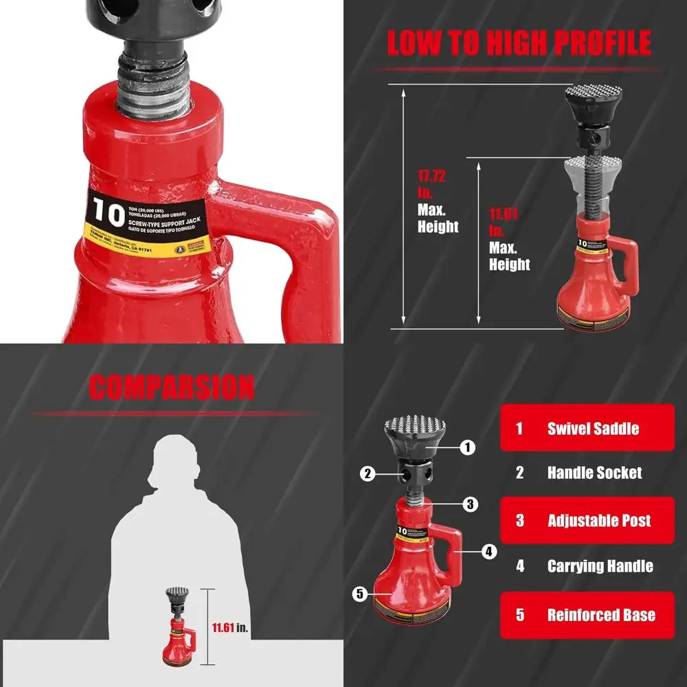 Домкрат для автомобилей грузоподъемностью 10 000 фунтов, красный, для тяжелых строительных работ и ремонта мостов
Домкрат для автомобилей грузоподъемностью 10 000 фунтов, красный, для тяжелых строительных работ и ремонта мостов