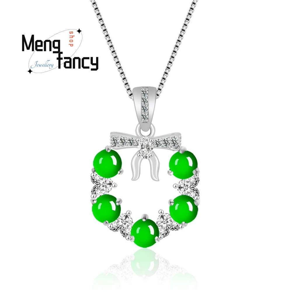 Natural A Goods Jade Yang Green Christmas Wreath Pendant Ice Jade S925 Silver Inlaid Fashion Women's Jade Pendant Fine Jewelry
Natural A Goods Jade Yang Green Christmas Wreath Pendant Ice Jade S925 Silver Inlaid Fashion Women's Jade Pendant Fine Jewelry