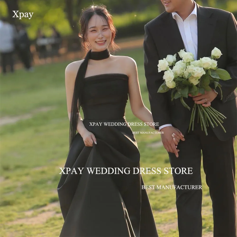 XPAY Simple Strapless Black Korea Evening Dresses Customized A Line Wedding Photo Shoot Dress Elastic Satin Corset Party Gown
XPAY Simple Strapless Black Korea Evening Dresses Customized A Line Wedding Photo Shoot Dress Elastic Satin Corset Party Gown
