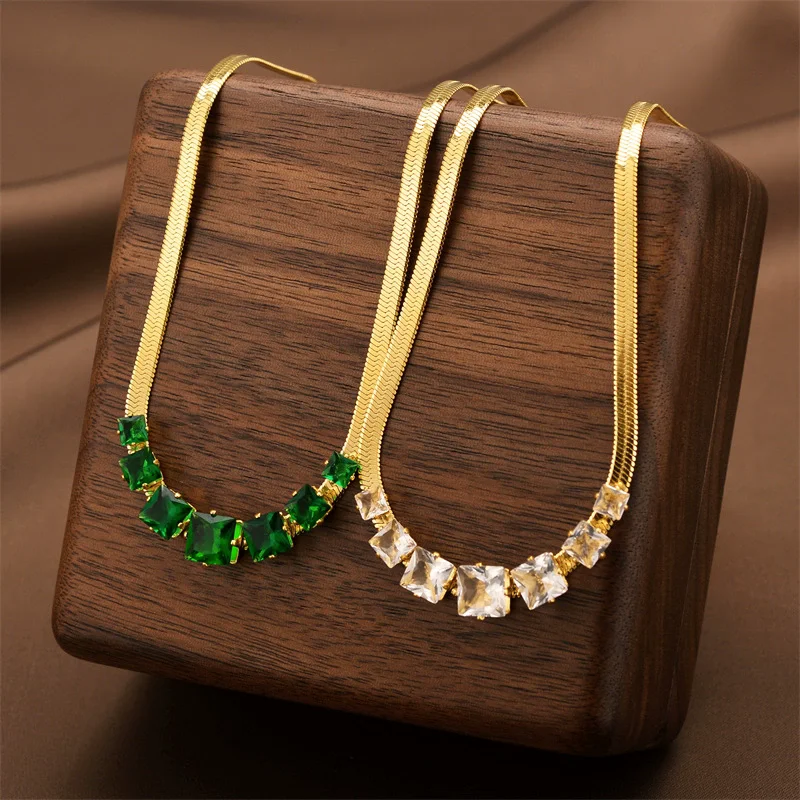 316L Stainless Steel New Fashion Upscale Jewelry Embedded Zircon Charms Snake Chain Choker Necklaces & Pendants For Women
316L Stainless Steel New Fashion Upscale Jewelry Embedded Zircon Charms Snake Chain Choker Necklaces & Pendants For Women