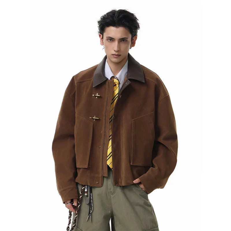 Men's Loose Casual Jaet with Large kets And Airplane Bule Leather Collar Barn Sle Faionable Workwear Coat
Men's Loose Casual Jaet with Large kets And Airplane Bule Leather Collar Barn Sle Faionable Workwear Coat