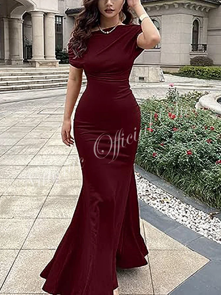 Elegant Burgundy Evening Dress for Woman Short Sleeve Floor-Length Mermaid Party Formal Occasion Elegantes Mujer Vestidos 2023
Elegant Burgundy Evening Dress for Woman Short Sleeve Floor-Length Mermaid Party Formal Occasion Elegantes Mujer Vestidos 2023