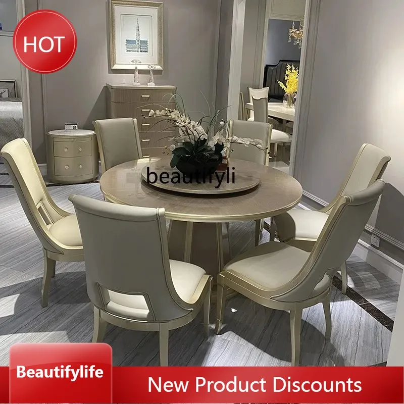 a383 Американский светлый роскошный круглый обеденный стол из массива дерева с поворотным столом, современная и простая мебель для обеденного стола
a383 Американский светлый роскошный круглый обеденный стол из массива дерева с поворотным столом, современная и простая мебель для обеденного стола