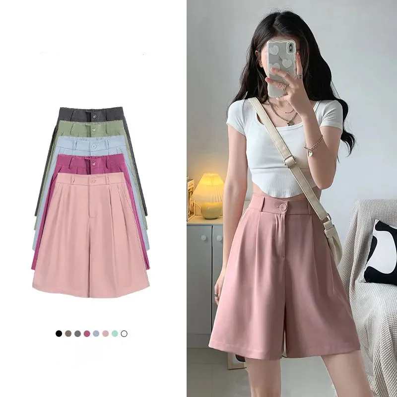 High Waist Ice Silk Suit Shorts Women Summer Korean Loose Wide Leg Five Point Pants Fashion Solid Office Lady All Match Shorts
High Waist Ice Silk Suit Shorts Women Summer Korean Loose Wide Leg Five Point Pants Fashion Solid Office Lady All Match Shorts