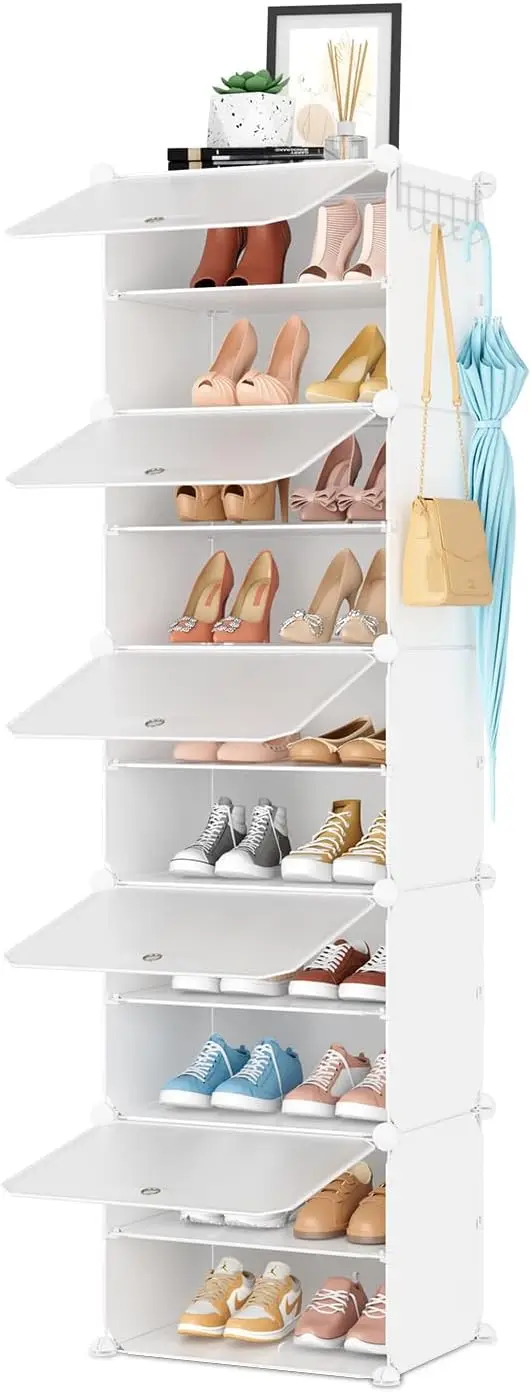Shoe Rack 10 Tier Shoe Storage Cabinet with Door 20 Pair Tall Shoes Rack Organizer Free Standing Expandable Stable Plastic
Shoe Rack 10 Tier Shoe Storage Cabinet with Door 20 Pair Tall Shoes Rack Organizer Free Standing Expandable Stable Plastic