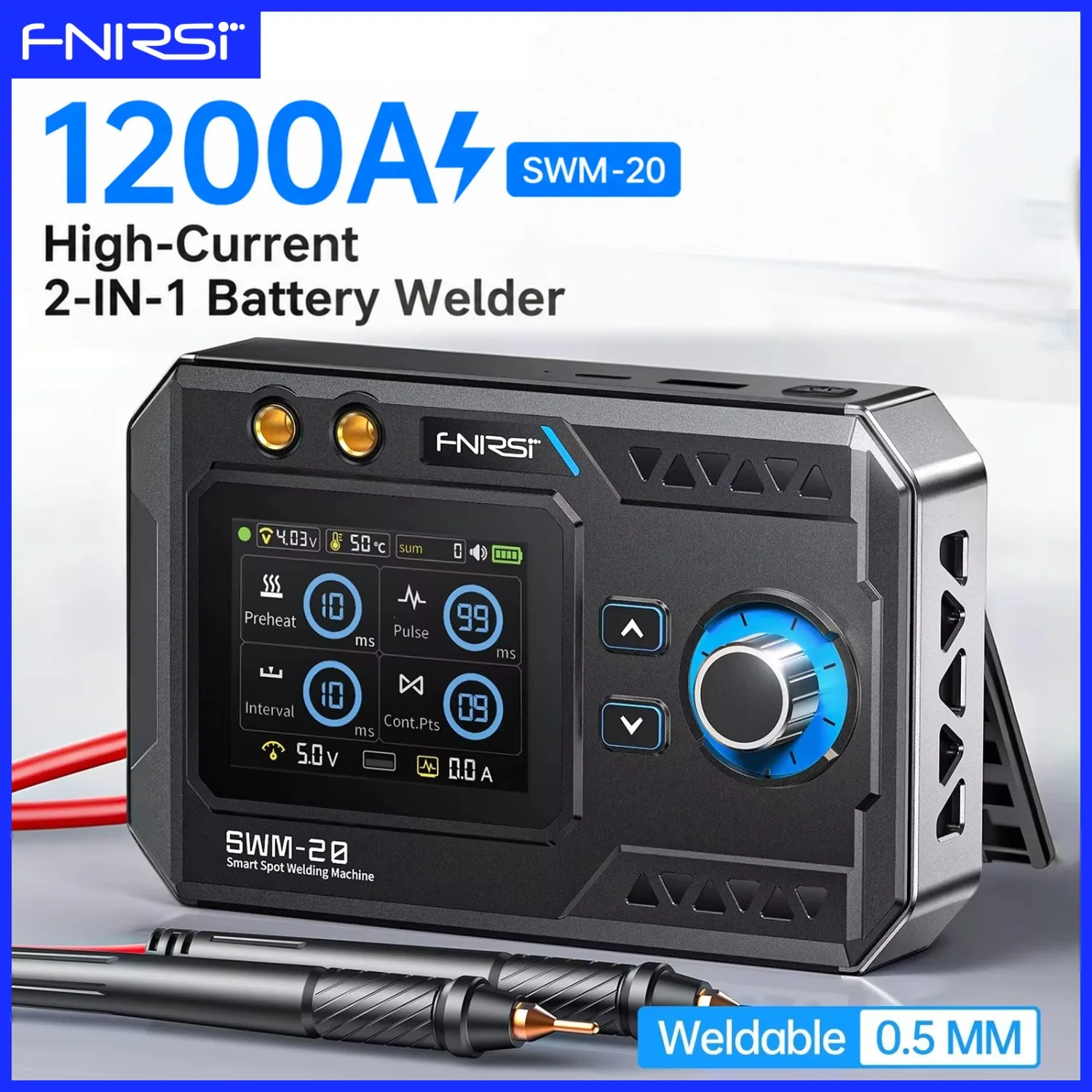 FNIRSI SWM-20 Double Pulse Battery Welding Machine Portable Spot Welder Maximum Welding 1200A 0.5mm Thick Welding DIY Tools
FNIRSI SWM-20 Double Pulse Battery Welding Machine Portable Spot Welder Maximum Welding 1200A 0.5mm Thick Welding DIY Tools