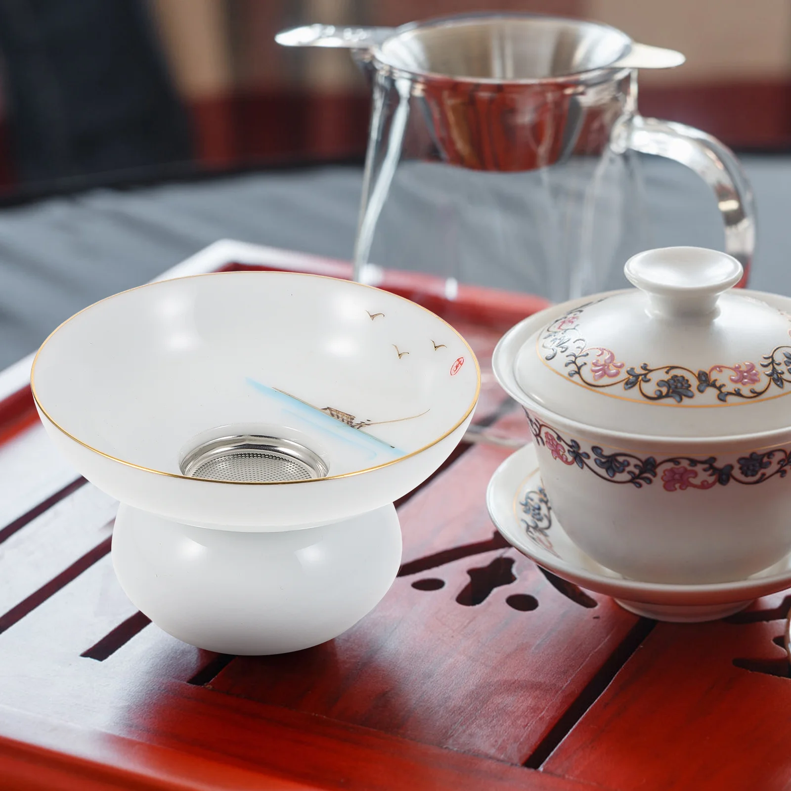 Premium Ceramic Tea Filter with Stand Hand Painted Art Design Strainer for Loose Leaf Tea Home Kitchen Use Teapot Filter
Premium Ceramic Tea Filter with Stand Hand Painted Art Design Strainer for Loose Leaf Tea Home Kitchen Use Teapot Filter