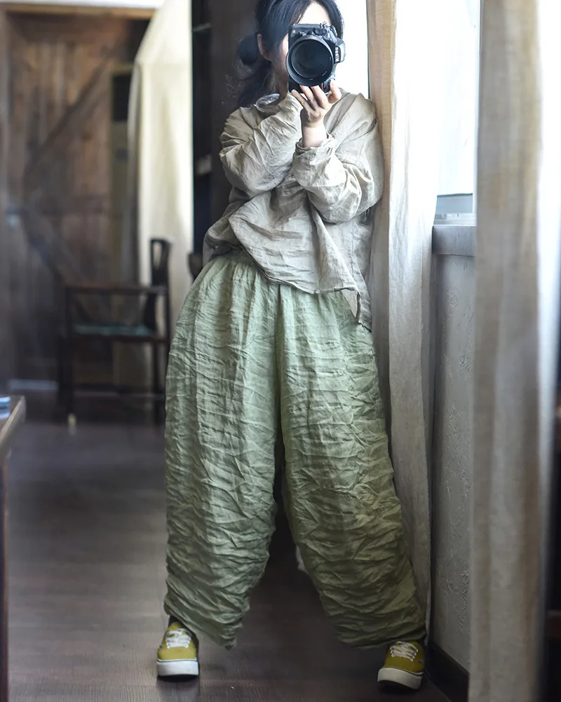 Новые льняные повседневные свободные брюки-карроты в стиле «папины брюки» для женщин, широкие, летние, тонкие, модель Qing
Новые льняные повседневные свободные брюки-карроты в стиле «папины брюки» для женщин, широкие, летние, тонкие, модель Qing