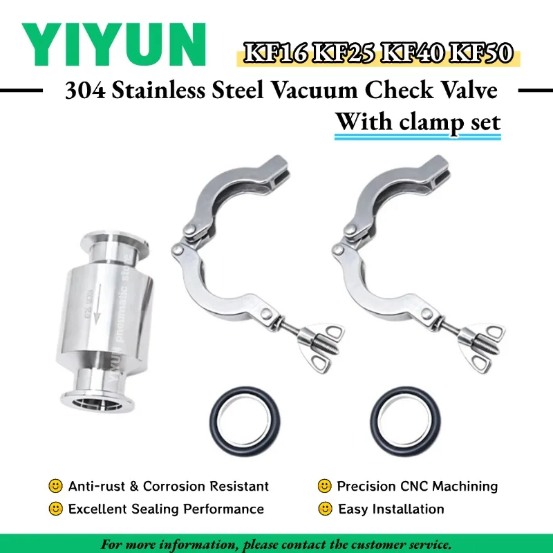 1 Set KF16 KF25 KF40 KF50 Snap-on Type 304 Stainless Steel Vacuum Check Valve One-Way Non-Return Valve KF Series for Vacuum Pump
1 Set KF16 KF25 KF40 KF50 Snap-on Type 304 Stainless Steel Vacuum Check Valve One-Way Non-Return Valve KF Series for Vacuum Pump