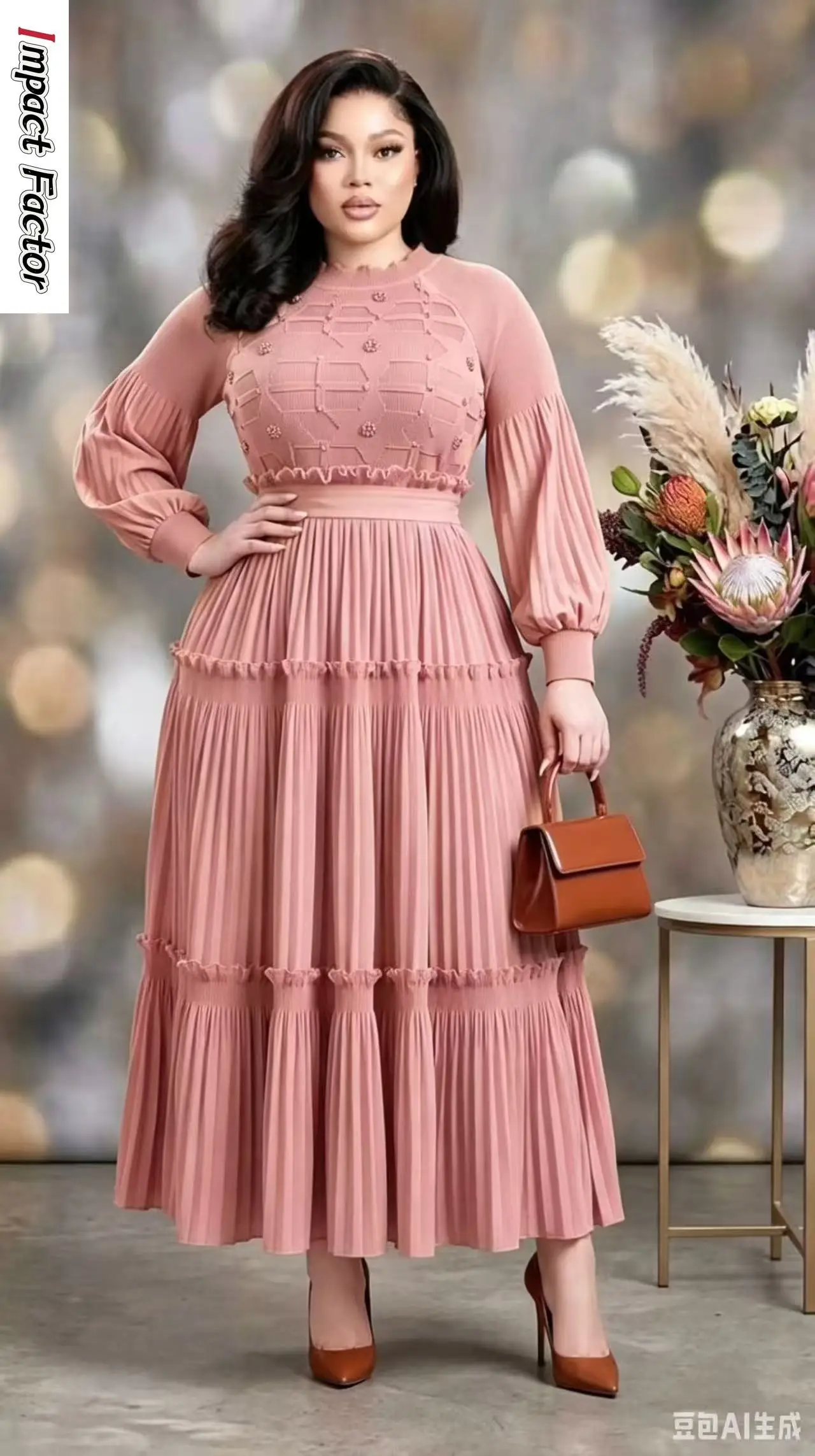 Miyake African Pleated Loose Dress Fashion Heavy Industry Beads Loose and Thin Covering Meat Elegant Long Dress Women
Miyake African Pleated Loose Dress Fashion Heavy Industry Beads Loose and Thin Covering Meat Elegant Long Dress Women