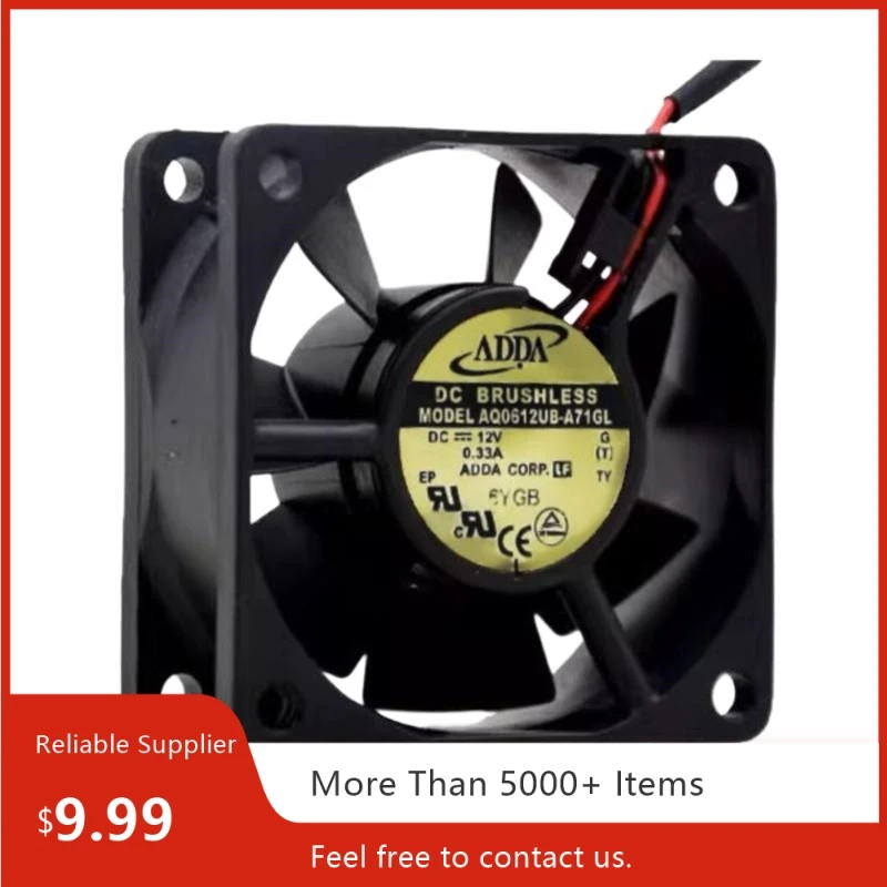 for ADDA 6025 Inverter Cooling Fan: 12V 0.33A (5400RPM, 33CFM, 42dB) Dual Ball Bearing 60x25mm
for ADDA 6025 Inverter Cooling Fan: 12V 0.33A (5400RPM, 33CFM, 42dB) Dual Ball Bearing 60x25mm