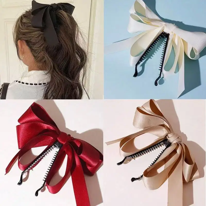 1pc Women's Fashion Elegant Bow Hair Clip, Solid Color Snap Barrette
1pc Women's Fashion Elegant Bow Hair Clip, Solid Color Snap Barrette
