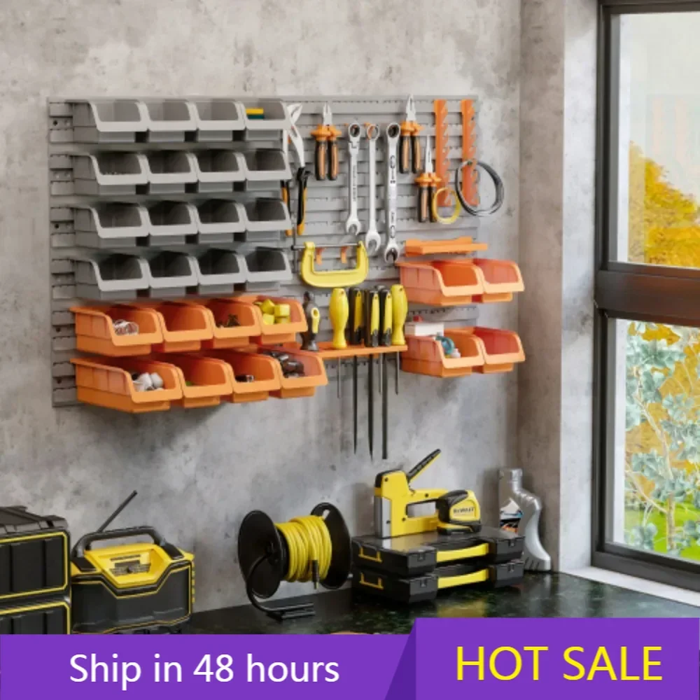 44 Piece Wall Mounted Pegboard Tool Organizer Rack Kit With Various Sized Storage Bins, Pegboard, & Hooks
44 Piece Wall Mounted Pegboard Tool Organizer Rack Kit With Various Sized Storage Bins, Pegboard, & Hooks