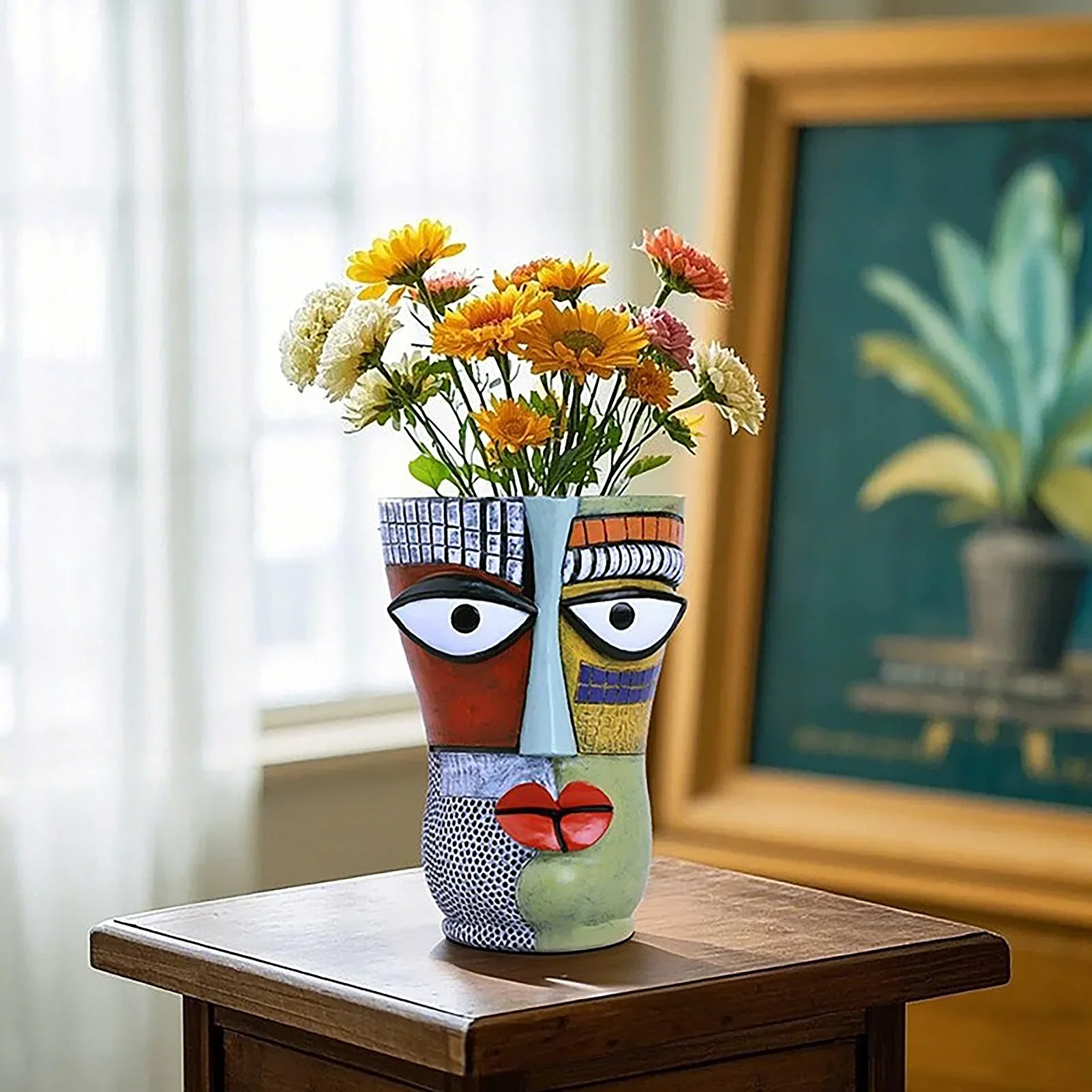 Colorful Abstract Face Resin Flower Pot, Artistic Decorative Planter for Small Plants, for Home/Balcony/Garden Decor
Colorful Abstract Face Resin Flower Pot, Artistic Decorative Planter for Small Plants, for Home/Balcony/Garden Decor
