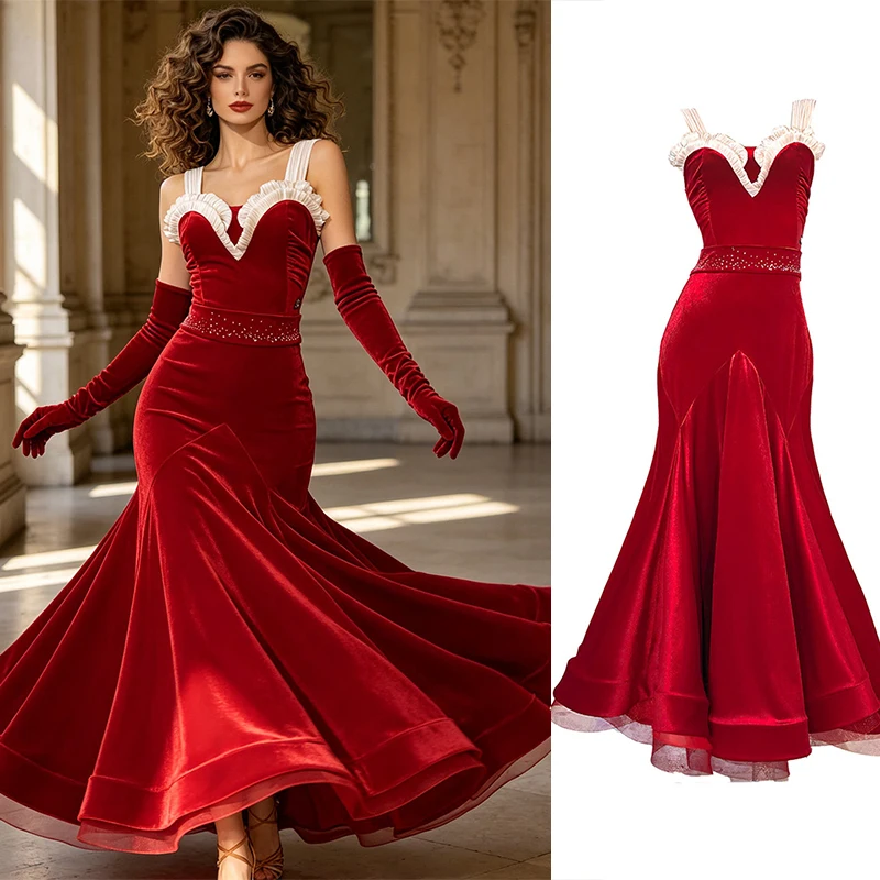 High End Red Velvet Big Swing Dress Modern Dance Dress National Standard Clothes Ballroom Dance Dress Performance Wear DN23544
High End Red Velvet Big Swing Dress Modern Dance Dress National Standard Clothes Ballroom Dance Dress Performance Wear DN23544