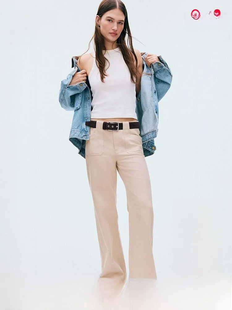 Spring New Women's Wide Leg Pants Herringbone Pattern Cotton Casual High Waist Ladies Trousers by H&M 320299
Spring New Women's Wide Leg Pants Herringbone Pattern Cotton Casual High Waist Ladies Trousers by H&M 320299