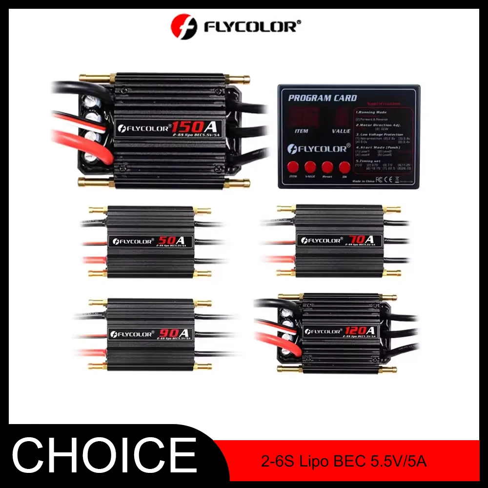 Flycolor 50A/70A/90A/120A/150A 2-6S Водонепроницаемый ESC с BEC — с картой программирования для радиоуправляемых лодок
Flycolor 50A/70A/90A/120A/150A 2-6S Водонепроницаемый ESC с BEC — с картой программирования для радиоуправляемых лодок