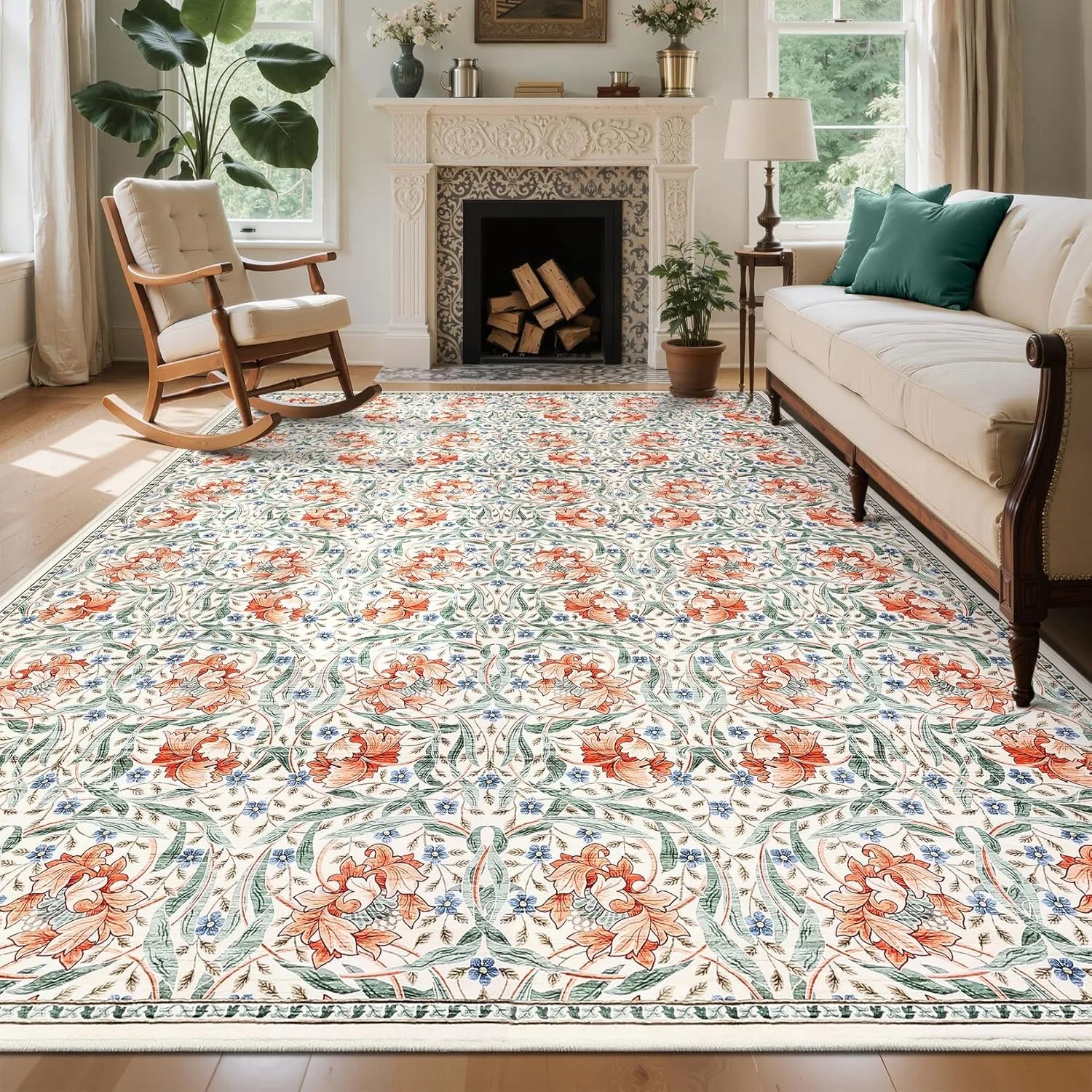 Large Living Room Carpet Retro Floral Washable Area Rug Soft Non-slip Bedroom Bedside Floor Mat Machine Washable Home Decor Rugs
Large Living Room Carpet Retro Floral Washable Area Rug Soft Non-slip Bedroom Bedside Floor Mat Machine Washable Home Decor Rugs