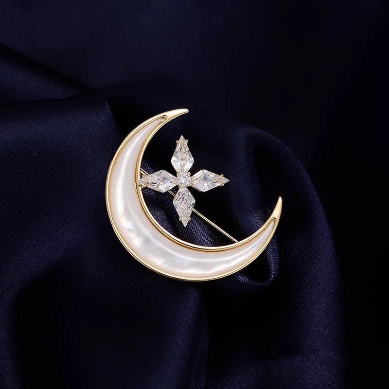 New Natural Seawater Shell Star Moon Brooch Light Luxury Micro Inlaid Zircon Elegant Coat Accessory Brooch
New Natural Seawater Shell Star Moon Brooch Light Luxury Micro Inlaid Zircon Elegant Coat Accessory Brooch
