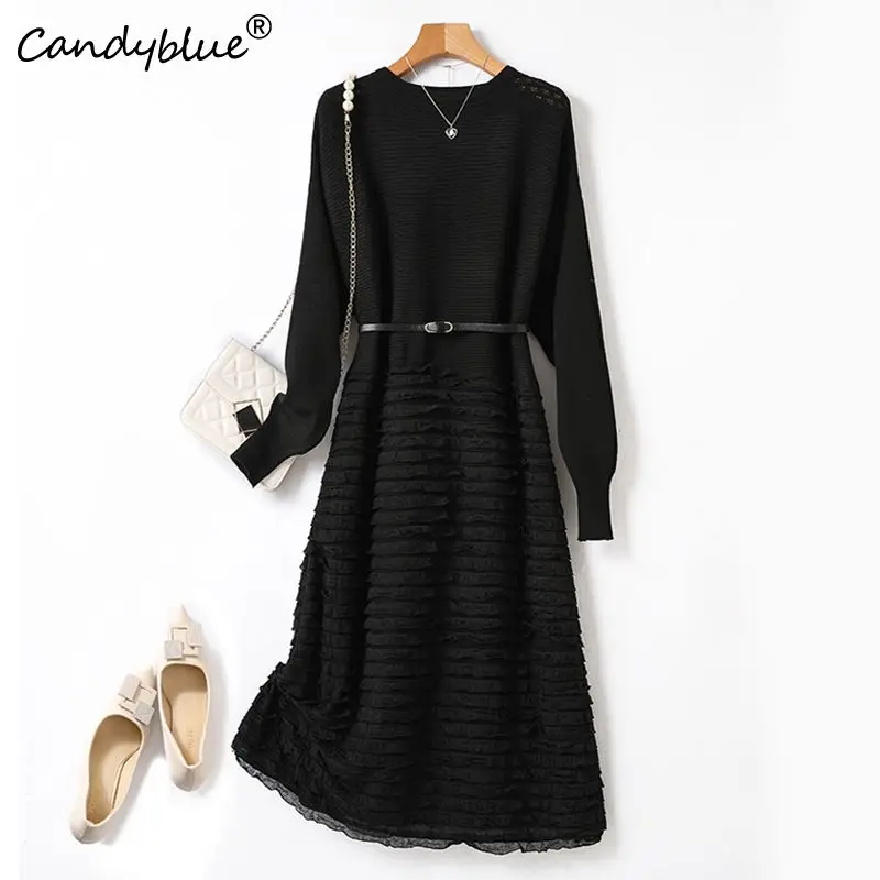Black Vintage Draped A-Line Elastic Knitted Pullover Women's Dress Fashion Knee-Length Elegant Dresses For Women 2023 Autumn
Black Vintage Draped A-Line Elastic Knitted Pullover Women's Dress Fashion Knee-Length Elegant Dresses For Women 2023 Autumn
