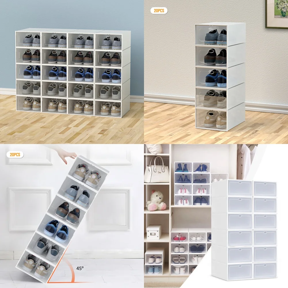 Shoe rack20Pcs Stackable Shoe Storage Box Sneaker Display Case Organizer Durable Plastic Footwear Storage Solution Space Saving
Shoe rack20Pcs Stackable Shoe Storage Box Sneaker Display Case Organizer Durable Plastic Footwear Storage Solution Space Saving