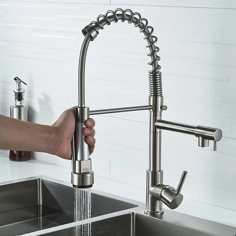2 Mode Spring Pull Down Kitchen Sink Faucet Black Flexible Deck Mounted Hot Cold Water Mixer Tap Crane with Dual Spout Handles
2 Mode Spring Pull Down Kitchen Sink Faucet Black Flexible Deck Mounted Hot Cold Water Mixer Tap Crane with Dual Spout Handles