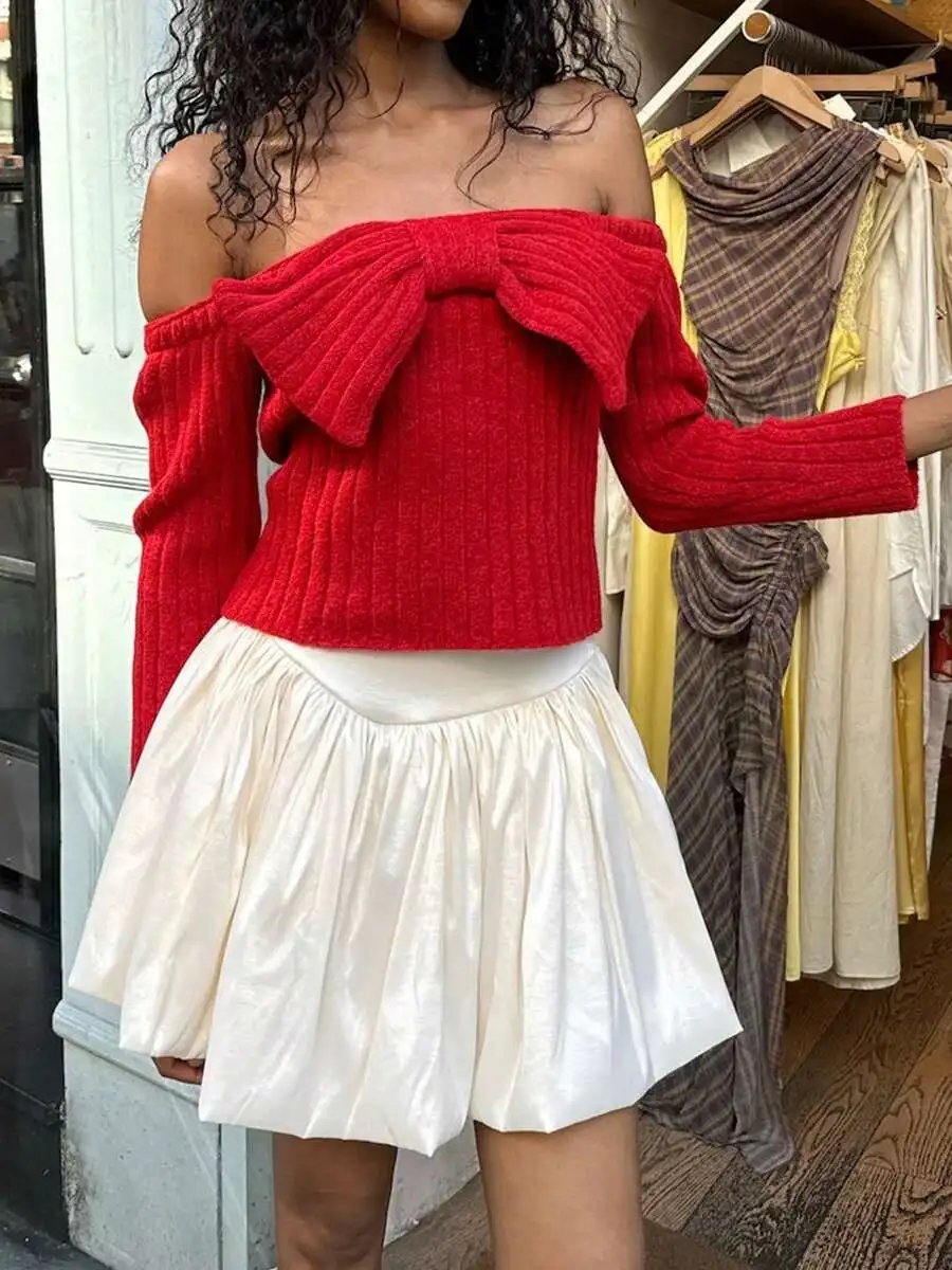 Womens Off Shoulder Bow Knit Long Sleeve Crop Top Casual Party Sweet Style
Womens Off Shoulder Bow Knit Long Sleeve Crop Top Casual Party Sweet Style