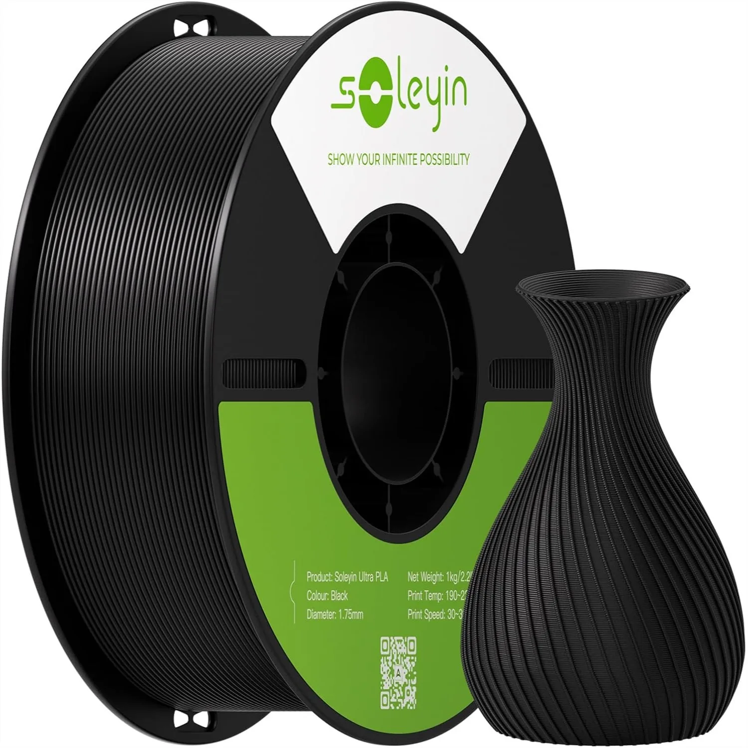 PLA Filament 1.75mm 1kg Spool 2.2lbs Neatly Wound High-Speed Printing Dimensional Accuracy ±0.02mm Strong Toughness No Warping Fit Most FDM 3D Printers Black
PLA Filament 1.75mm 1kg Spool 2.2lbs Neatly Wound High-Speed Printing Dimensional Accuracy ±0.02mm Strong Toughness No Warping Fit Most FDM 3D Printers Black