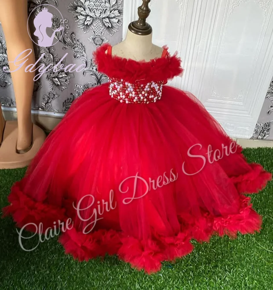Customized Red Flower Girl Dress For Wedding Lace Tulle Sleeveless Pearls Child Birthday Party First Communion Pageant Gown
Customized Red Flower Girl Dress For Wedding Lace Tulle Sleeveless Pearls Child Birthday Party First Communion Pageant Gown