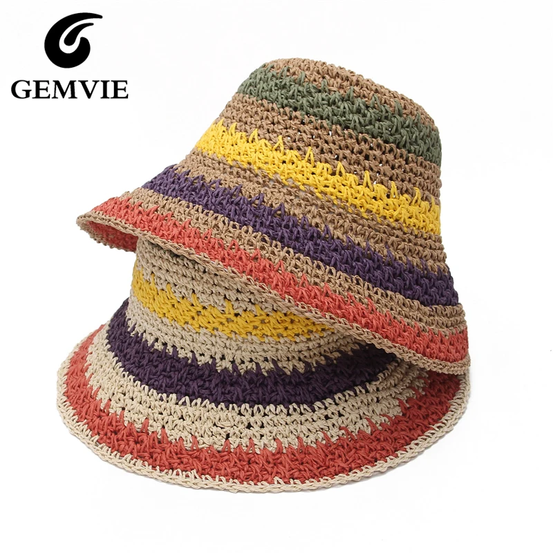 GEMVIE Foldable Women Rainbow Straw Bucket Hats Summer Crochet Beach Visors Fisherman Hat
GEMVIE Foldable Women Rainbow Straw Bucket Hats Summer Crochet Beach Visors Fisherman Hat