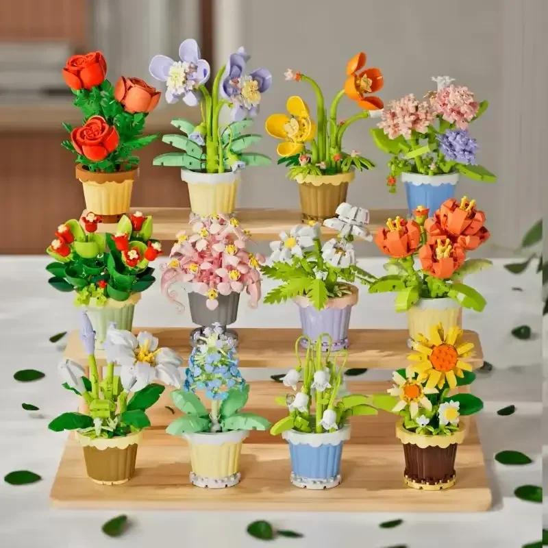 Micro diamond particles flower building blocks bonsai garden romantic office decoration potted plant model set children's toys
Micro diamond particles flower building blocks bonsai garden romantic office decoration potted plant model set children's toys