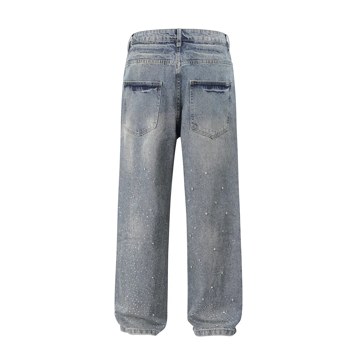 Full Rhinestone Print Straight Blue Baggy Jeans for Men Streetwear Vintage Loose Casual Denim Trousers Oversized Cargo Pants
Full Rhinestone Print Straight Blue Baggy Jeans for Men Streetwear Vintage Loose Casual Denim Trousers Oversized Cargo Pants