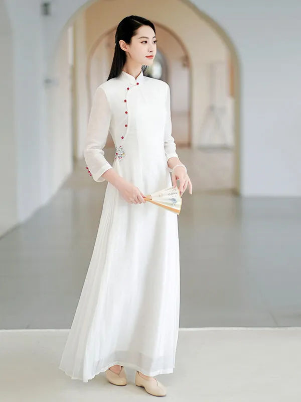 New Chinese Style Young Women's Dress White Waist-Cinching Improved Spring Summer Breathable Seven-Sleeve Midi Skirt
New Chinese Style Young Women's Dress White Waist-Cinching Improved Spring Summer Breathable Seven-Sleeve Midi Skirt